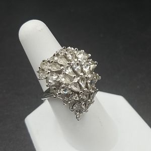 Vintage Panetta Sterling Rhinestone Waterfall Ring